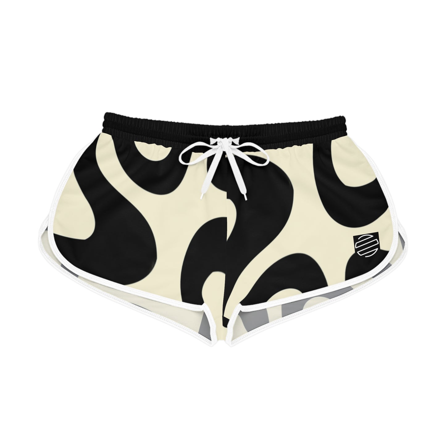 Women's Retro Black & Cream Swirl Relaxed Shorts