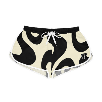 Women's Retro Black & Cream Swirl Relaxed Shorts