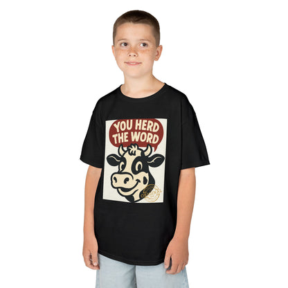 Kids T‑Shirt — 'You Herd the Word' Cow Front & 'Faith Over Fear' Farm Graphic