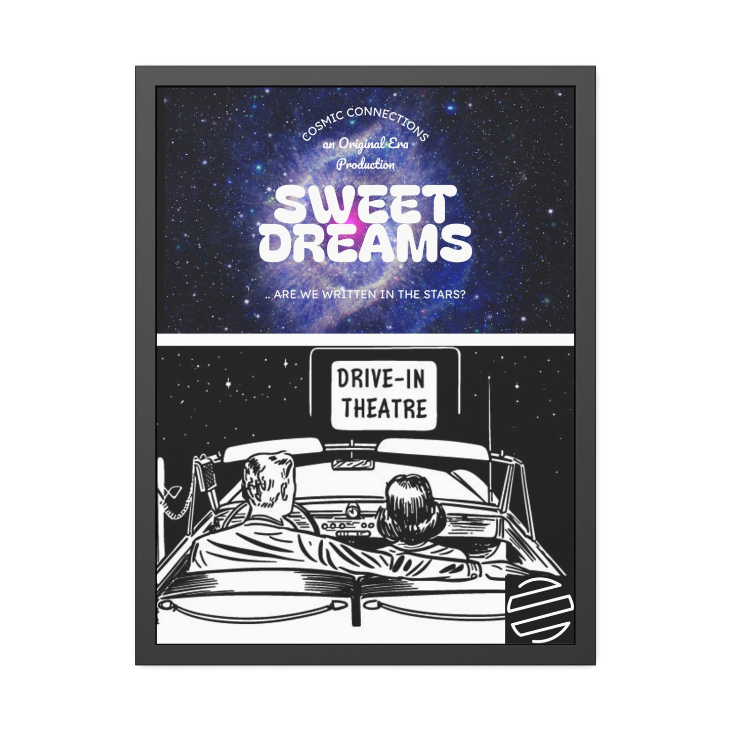 Sweet Dreams Drive-In Framed Poster — Retro Night Sky Print