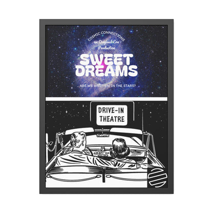 Sweet Dreams Drive-In Framed Poster — Retro Night Sky Print