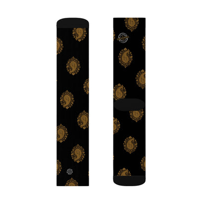 Gold Paisley Pattern Crew Socks