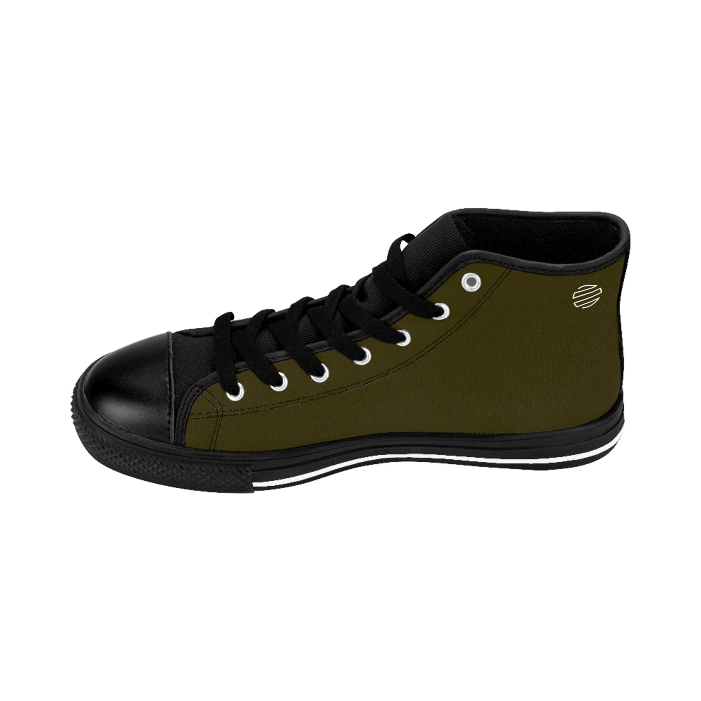 Women's Classic High-Top Sneakers — Olive Retro 'Original' Logo Canvas