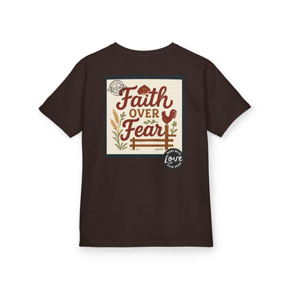 Kids T‑Shirt — 'You Herd the Word' Cow Front & 'Faith Over Fear' Farm Graphic