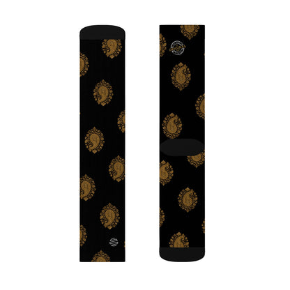 Gold Paisley Pattern Crew Socks
