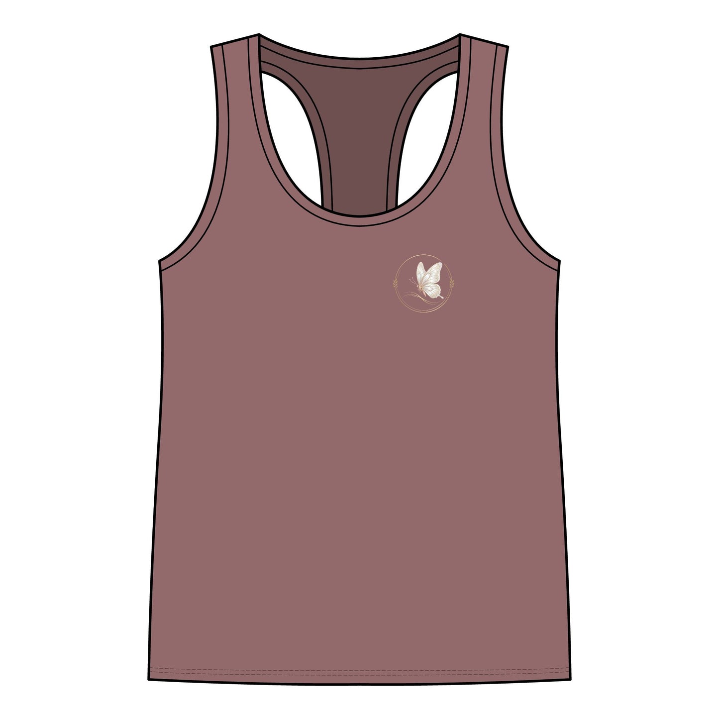 Women's Racerback Tank Top — Delicate Butterfly Floral Yoga Tank