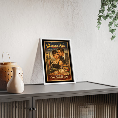Romance & Tea Vintage Cafe Poster — Framed Wall Art