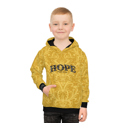 Children's Hoodie – Gold 'HOPE' Psalm 31:24 Kids Sweatshirt