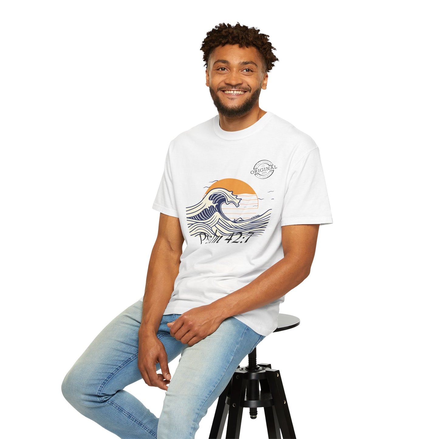 Psalm 42:7 Wave T-Shirt — "Deep Calls to Deep" Christian Graphic Tee