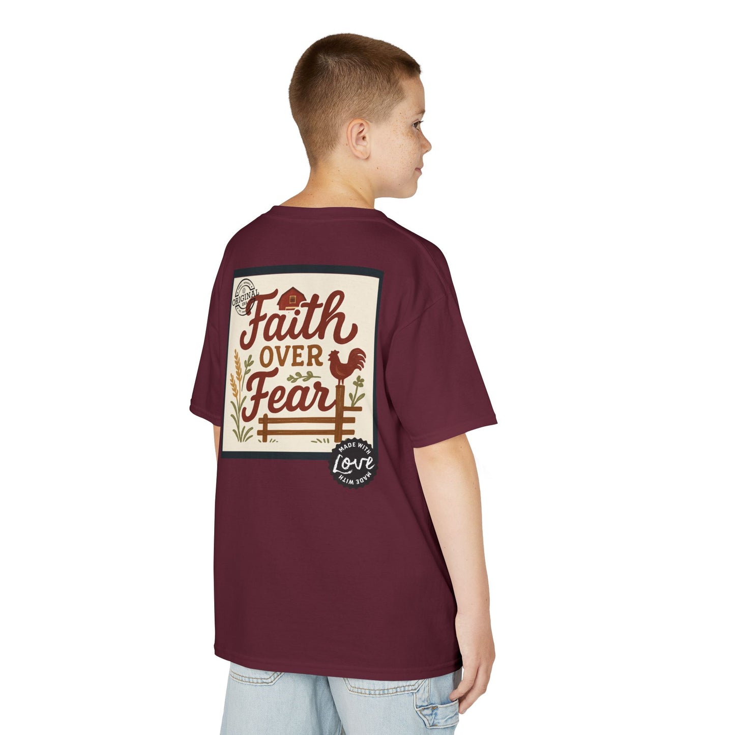 Kids T‑Shirt — 'You Herd the Word' Cow Front & 'Faith Over Fear' Farm Graphic