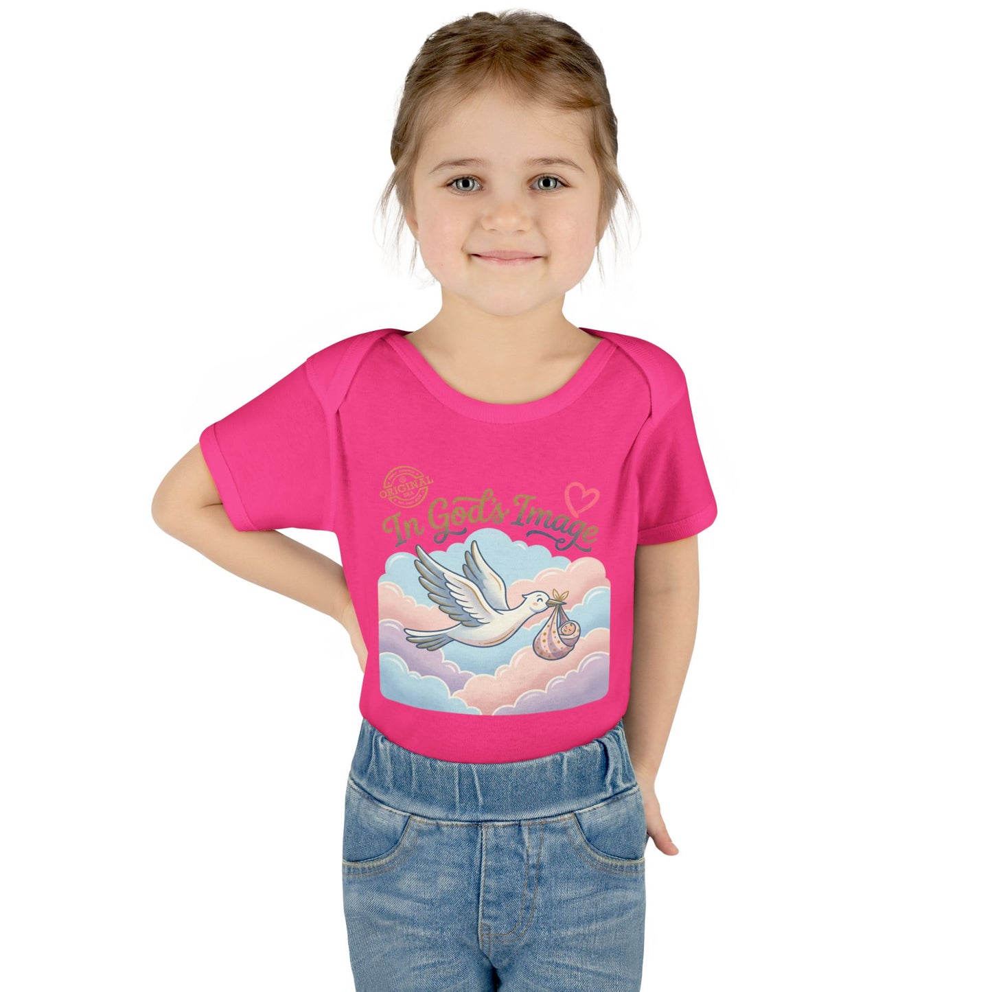 Infant Bodysuit — "In God's Image" Stork Baby Onesie