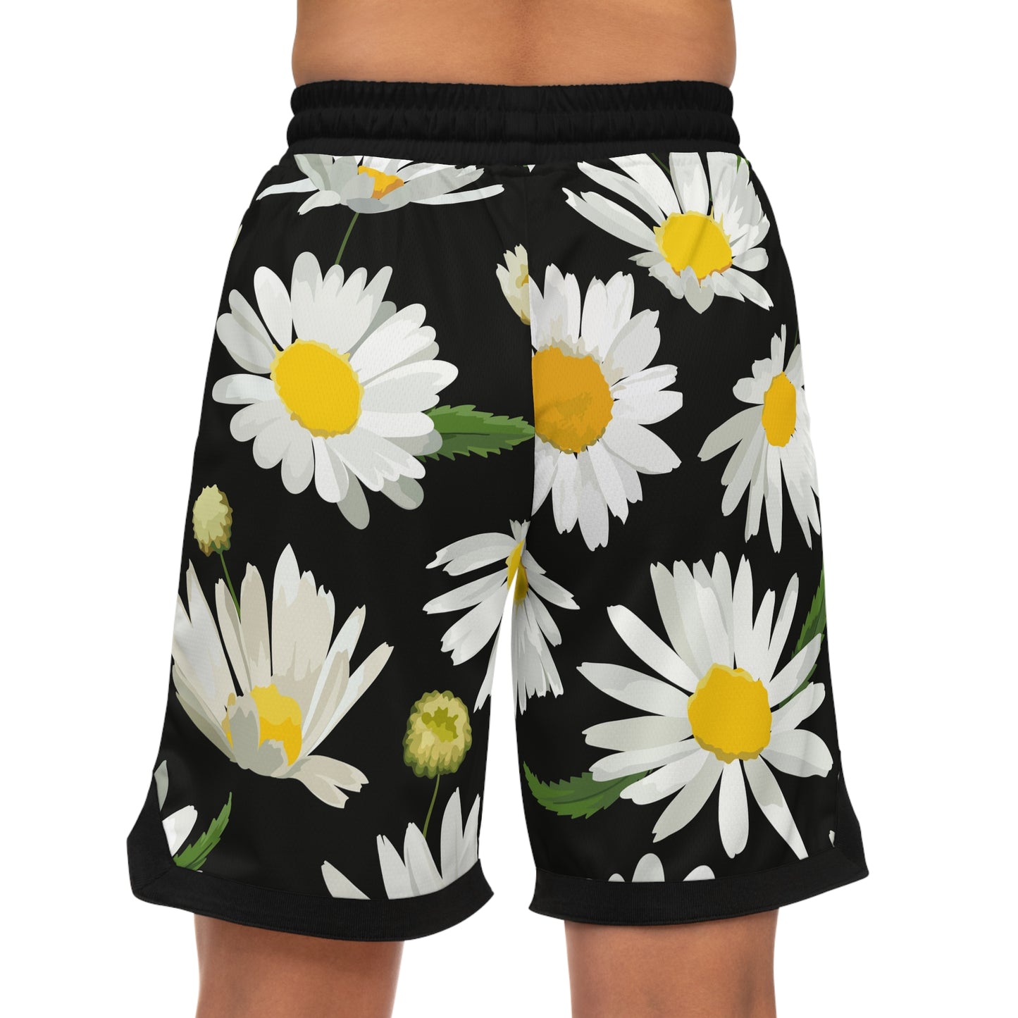 Daisy Basketball Shorts — Black Floral Athletic Shorts