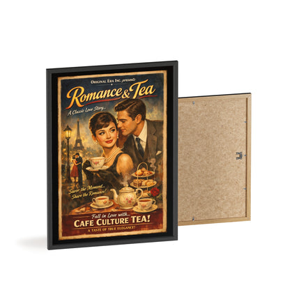 Romance & Tea Vintage Cafe Poster — Framed Wall Art