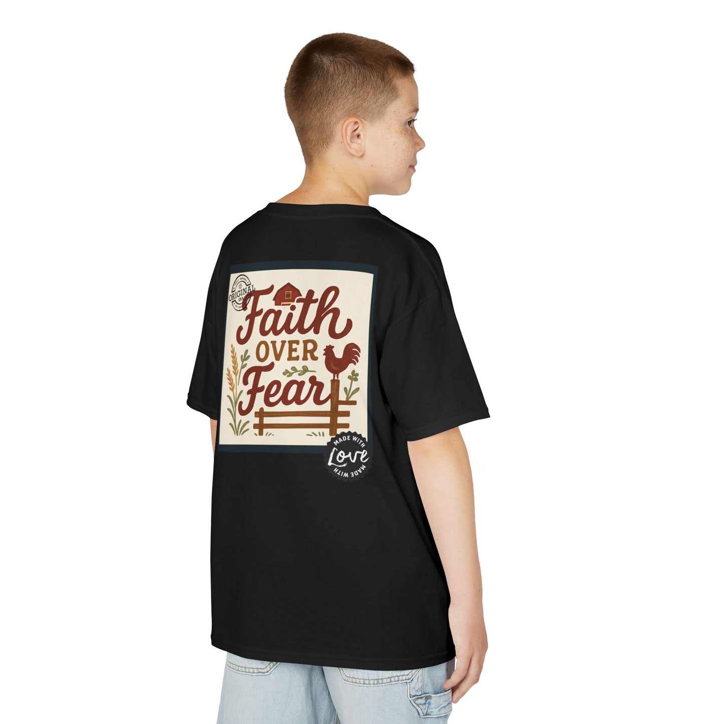 Kids T‑Shirt — 'You Herd the Word' Cow Front & 'Faith Over Fear' Farm Graphic