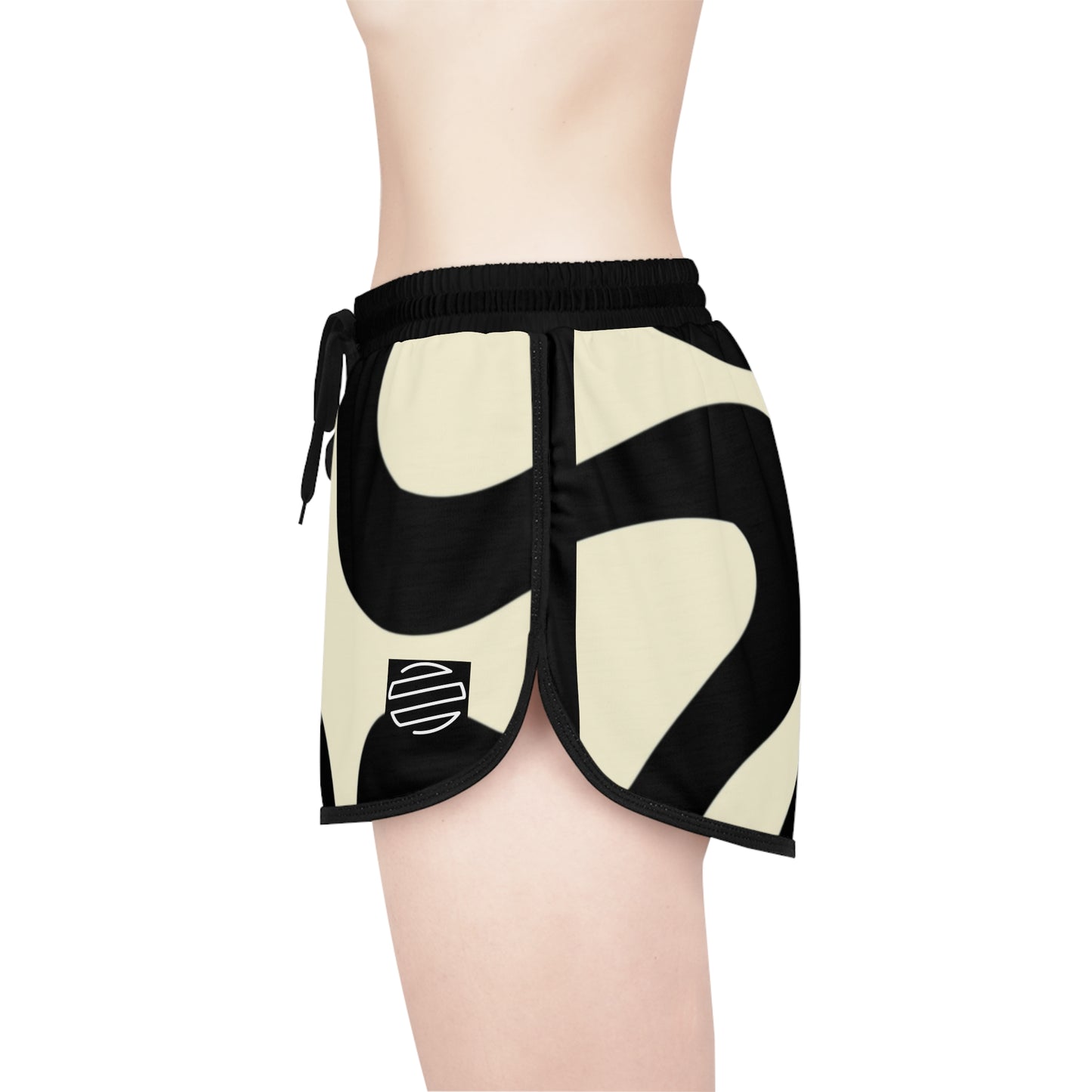 Women's Retro Black & Cream Swirl Relaxed Shorts