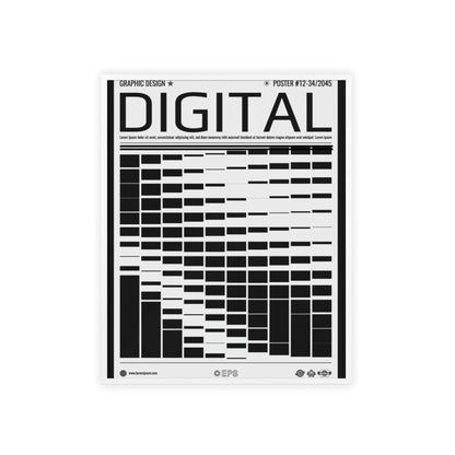 Digital Grid Poster with Wooden Frame — Modern Black & White Wall Art