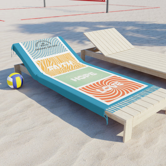 Boho Beach Towel — Faith Hope Love Fringe Cotton Beach Blanket