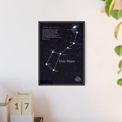 Ursa Major Constellation Star Map Poster with Wooden Frame — Astrology Wall Art