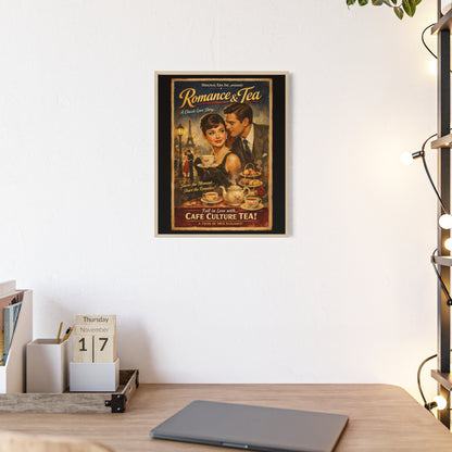Romance & Tea Vintage Cafe Poster — Framed Wall Art