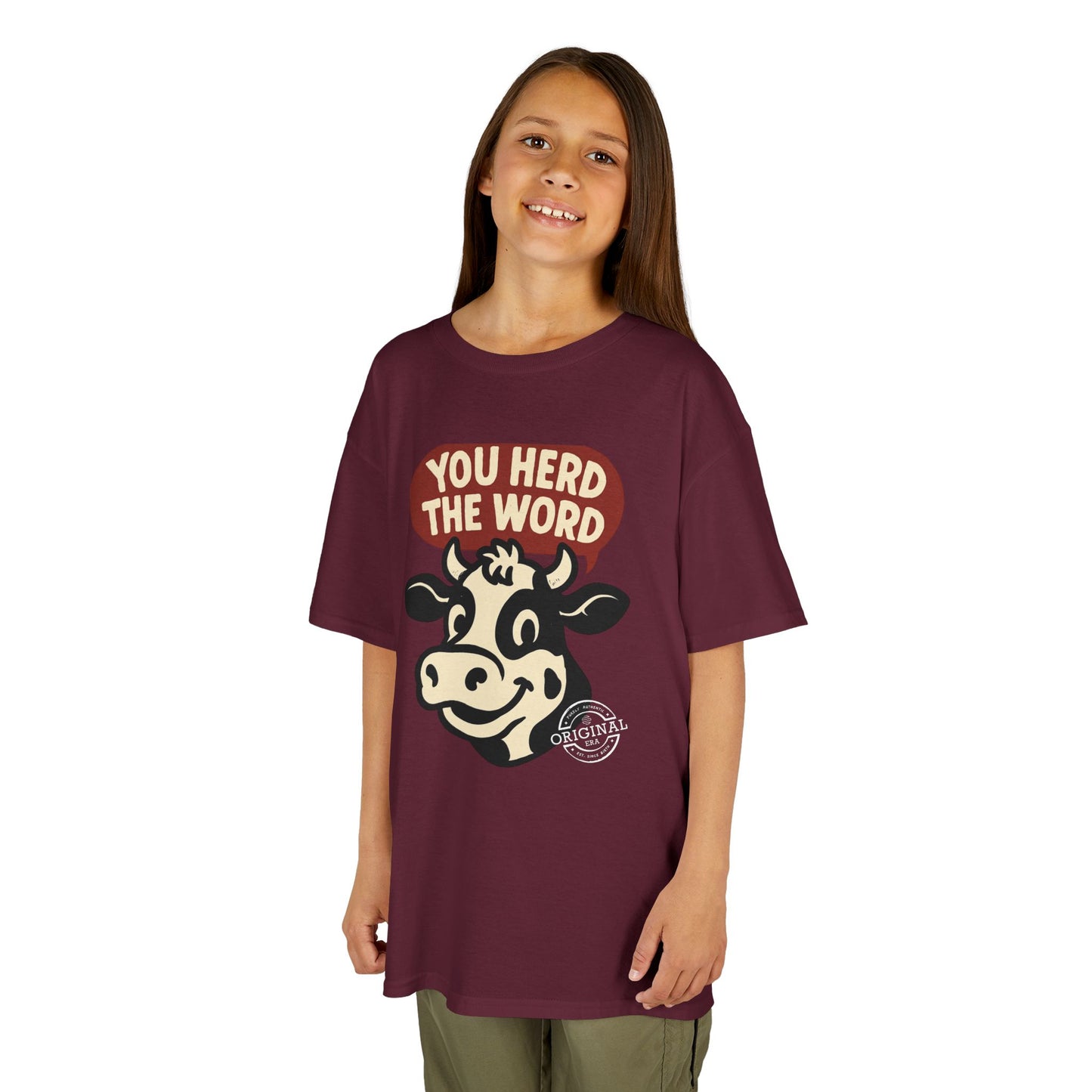 Kids T‑Shirt — 'You Herd the Word' Cow Front & 'Faith Over Fear' Farm Graphic