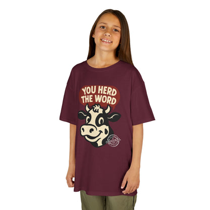 Kids T‑Shirt — 'You Herd the Word' Cow Front & 'Faith Over Fear' Farm Graphic