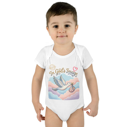 Infant Bodysuit — "In God's Image" Stork Baby Onesie