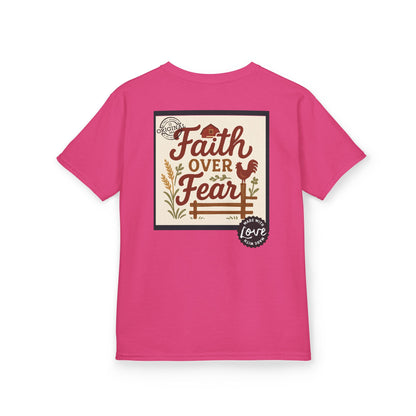 Kids T‑Shirt — 'You Herd the Word' Cow Front & 'Faith Over Fear' Farm Graphic