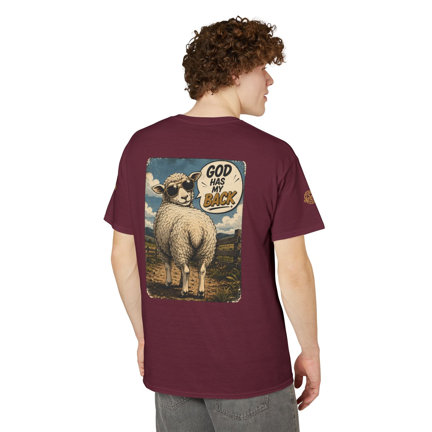 Sheep In the Wild Graphic T-Shirt — "God Has My Back" Faith Tee