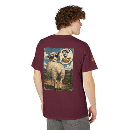 Sheep In the Wild Graphic T-Shirt — "God Has My Back" Faith Tee