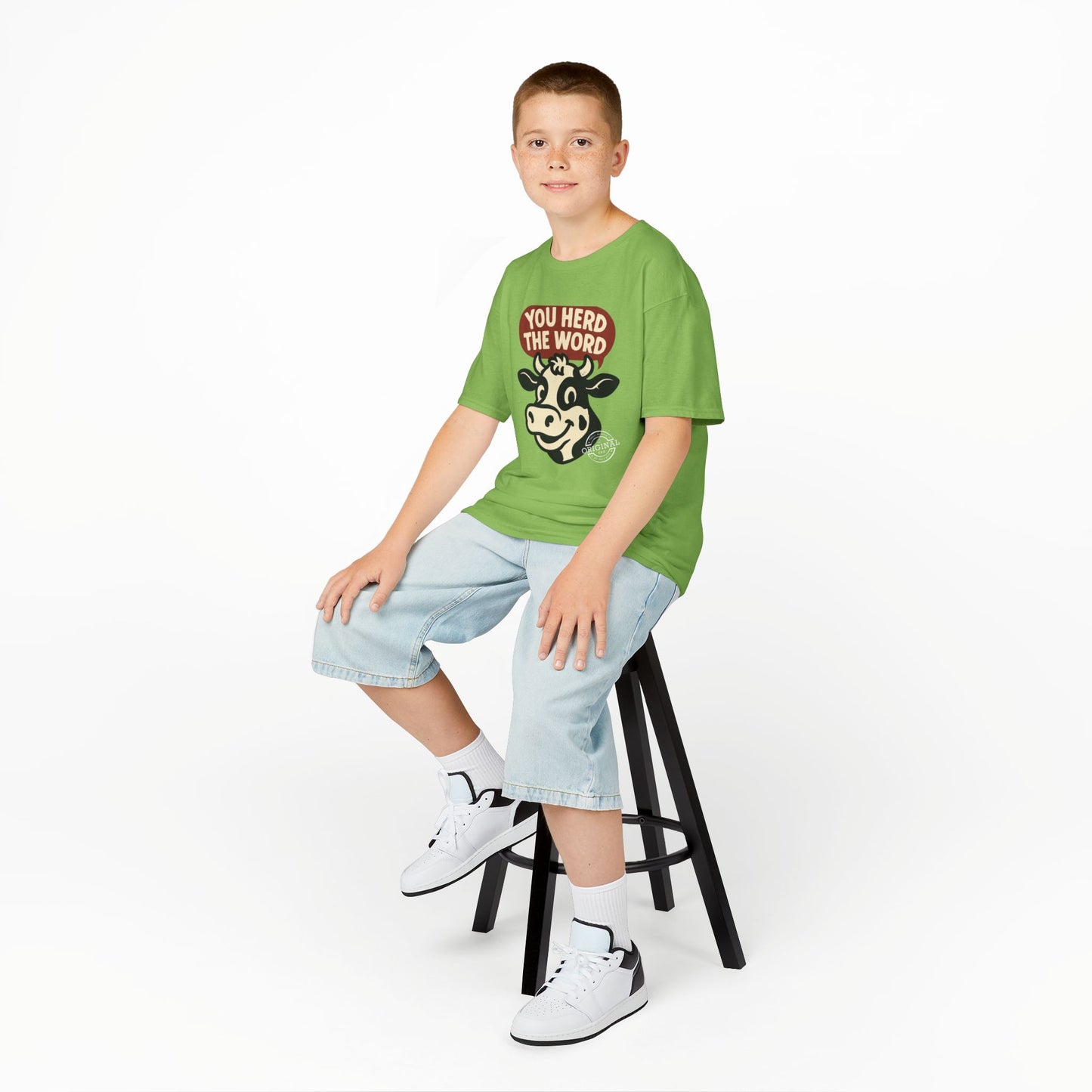 Kids T‑Shirt — 'You Herd the Word' Cow Front & 'Faith Over Fear' Farm Graphic