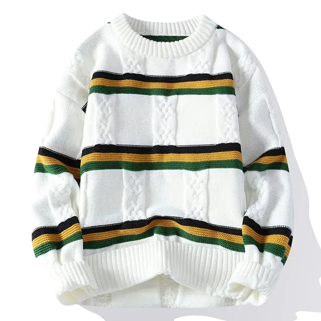 Men's High Elastic Knitted Stripe Sweater
