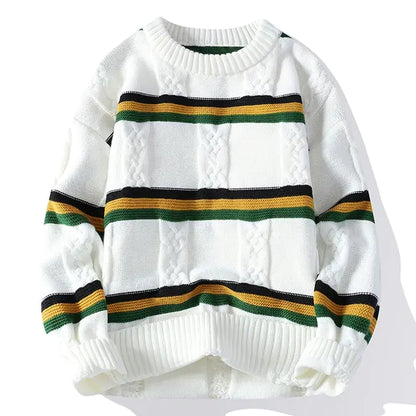 Men's High Elastic Knitted Stripe Sweater