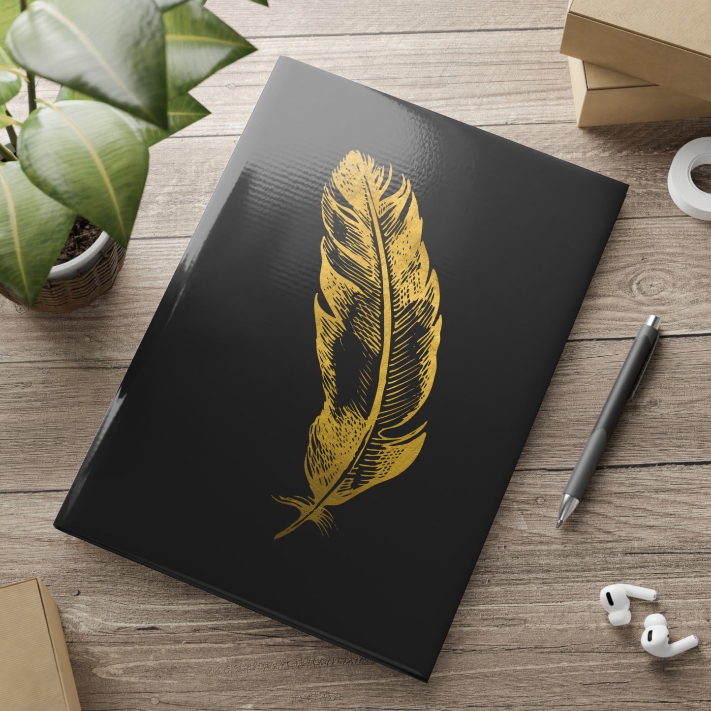Gold Feather Hardcover Journal