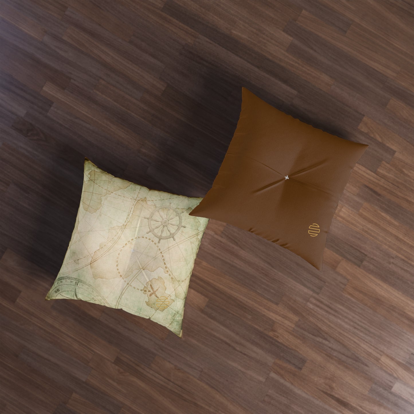 Vintage Treasure Map Tufted Floor Pillow