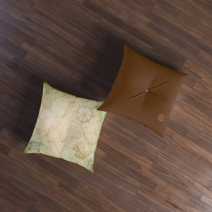Vintage Treasure Map Tufted Floor Pillow