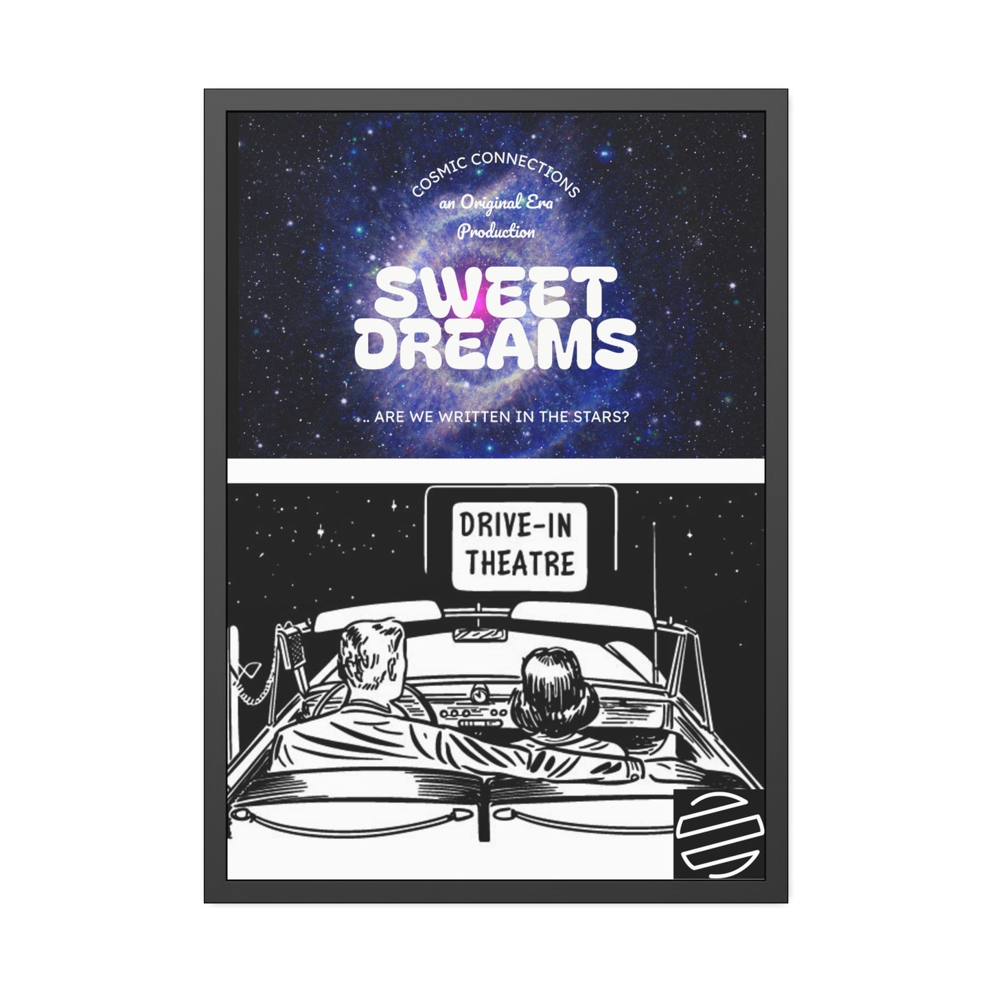 Sweet Dreams Drive-In Framed Poster — Retro Night Sky Print