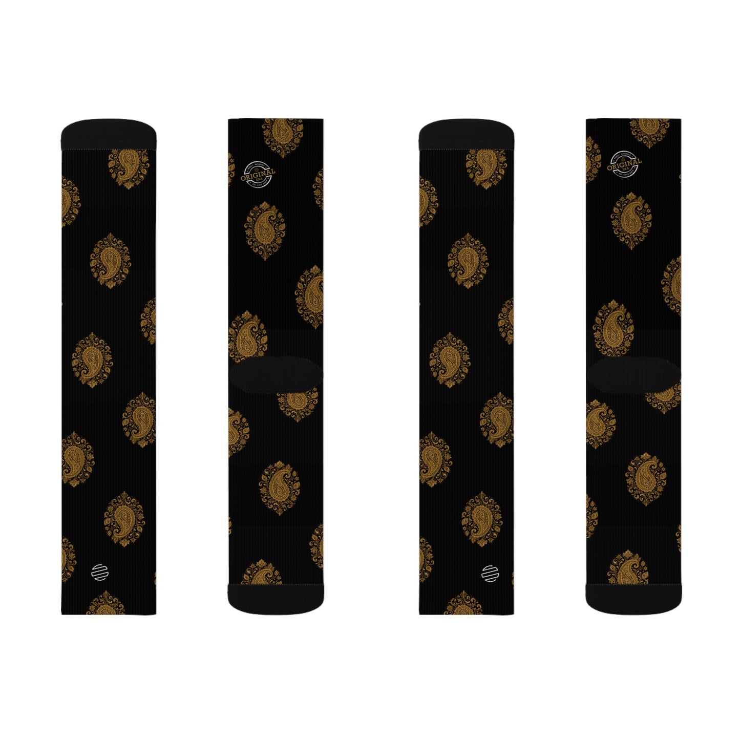 Gold Paisley Pattern Crew Socks