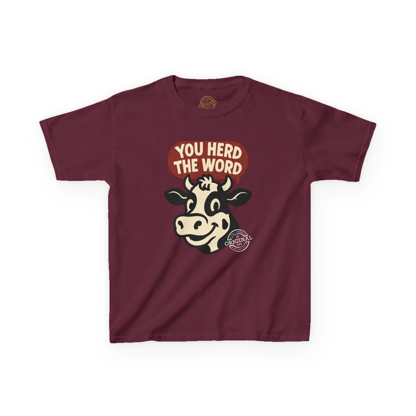 Kids T‑Shirt — 'You Herd the Word' Cow Front & 'Faith Over Fear' Farm Graphic