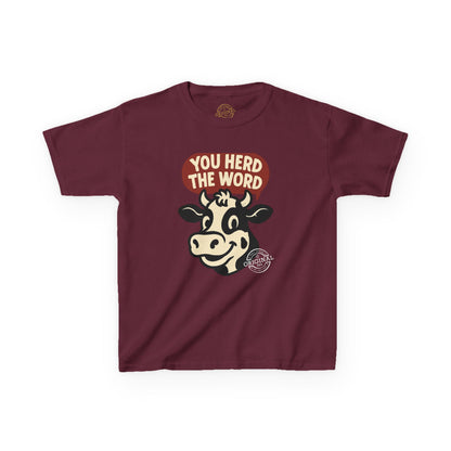 Kids T‑Shirt — 'You Herd the Word' Cow Front & 'Faith Over Fear' Farm Graphic