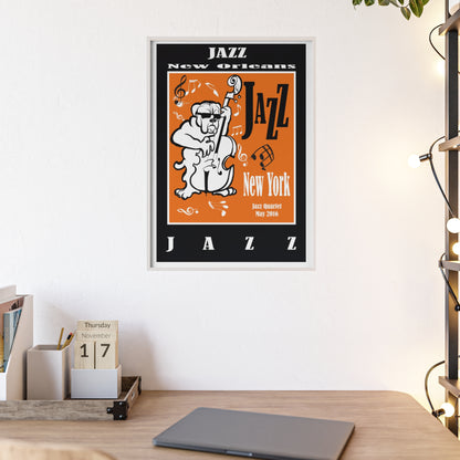 Jazz Poster with Wooden Frame — New Orleans/New York Music Print