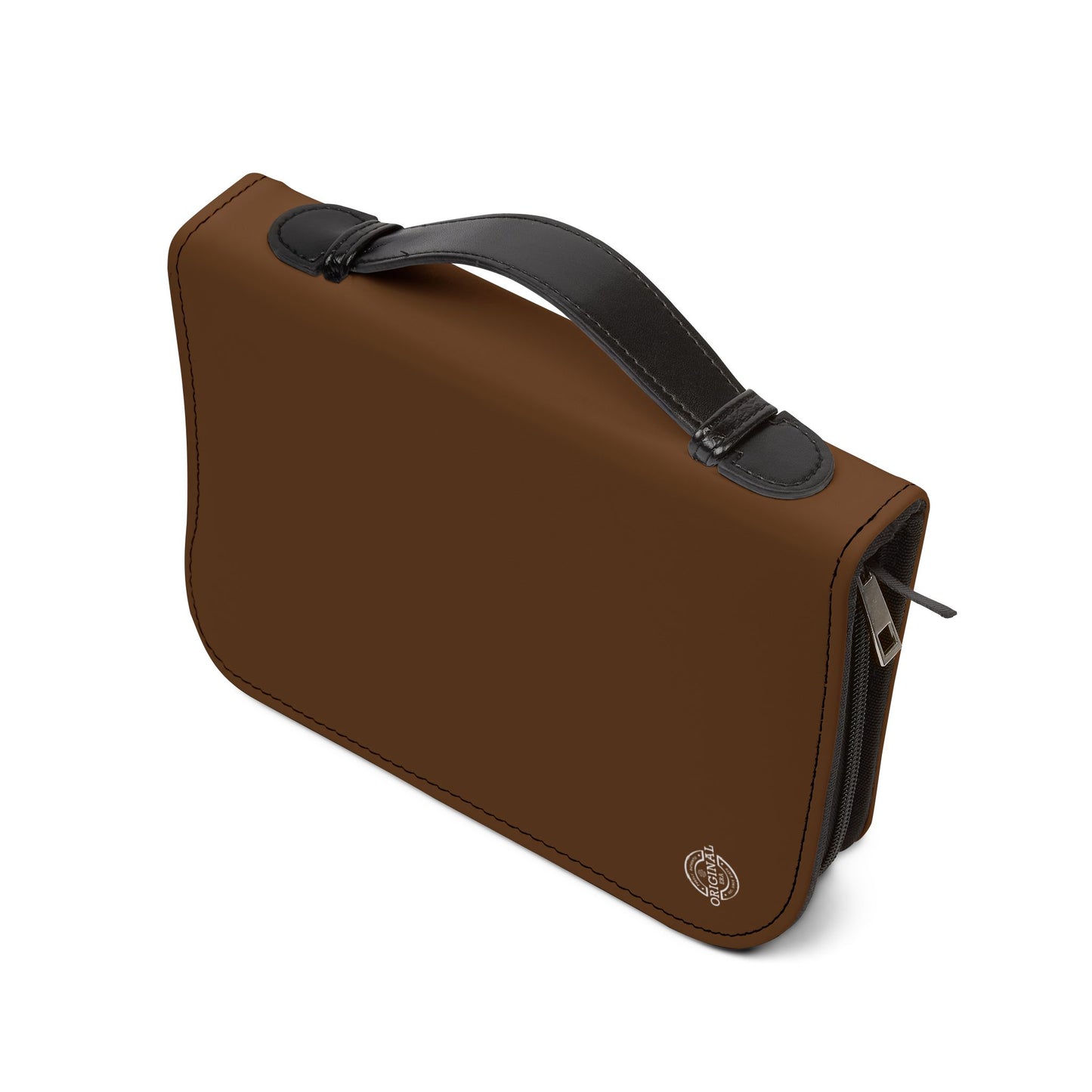 Brown Zippered "My Bible" Leather Bible Cover — Protective Carry Case for Church, Travel & Devotions