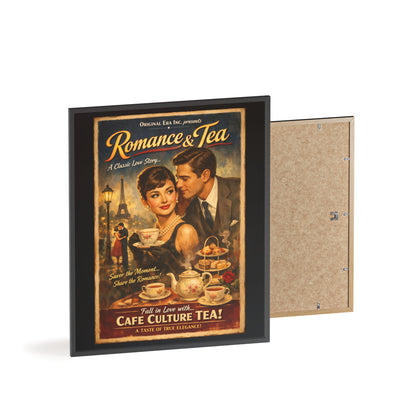 Romance & Tea Vintage Cafe Poster — Framed Wall Art