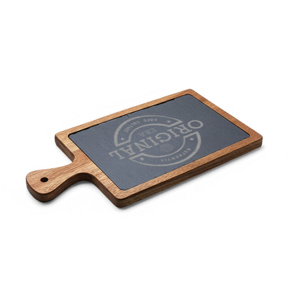 Cafe Culture Engraved Acacia Charcuterie Board with Slate Insert & Cheese Knives