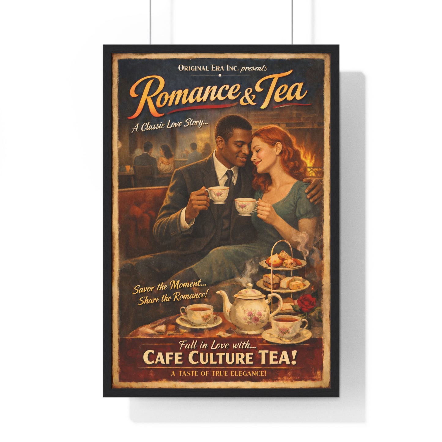 Romance & Tea Vintage Poster — Cafe Culture Tea Wall Art