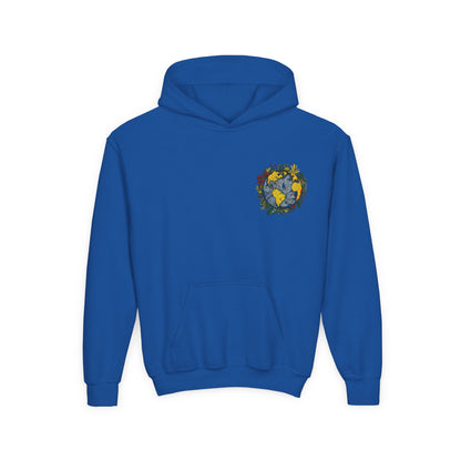 Youth Hoodie — Earth Floral Heart Graphic Kids Sweatshirt