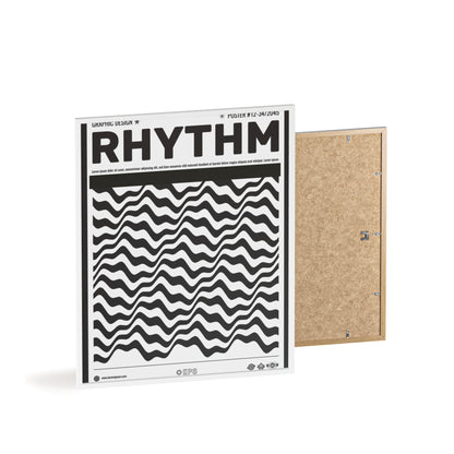 Rhythm Wave Art Poster with Wooden Frame — Black & White Modern Wall Print