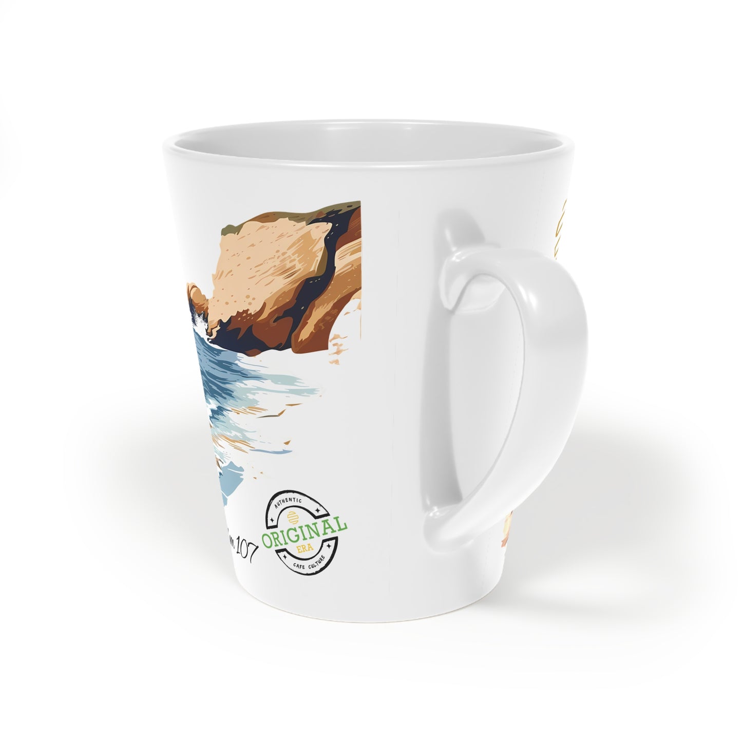 Sailboat & Lighthouse Latte Mug — 12oz Coastal Nautical Coffee Cup