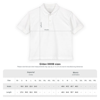 Youth Polo Shirt with 'Original' Vintage Stamp Logo — Kids School Uniform / Casual