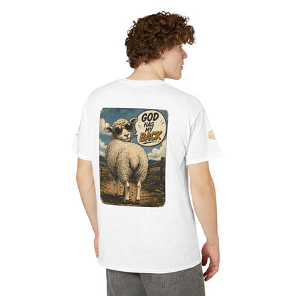 Sheep In the Wild Graphic T-Shirt — "God Has My Back" Faith Tee
