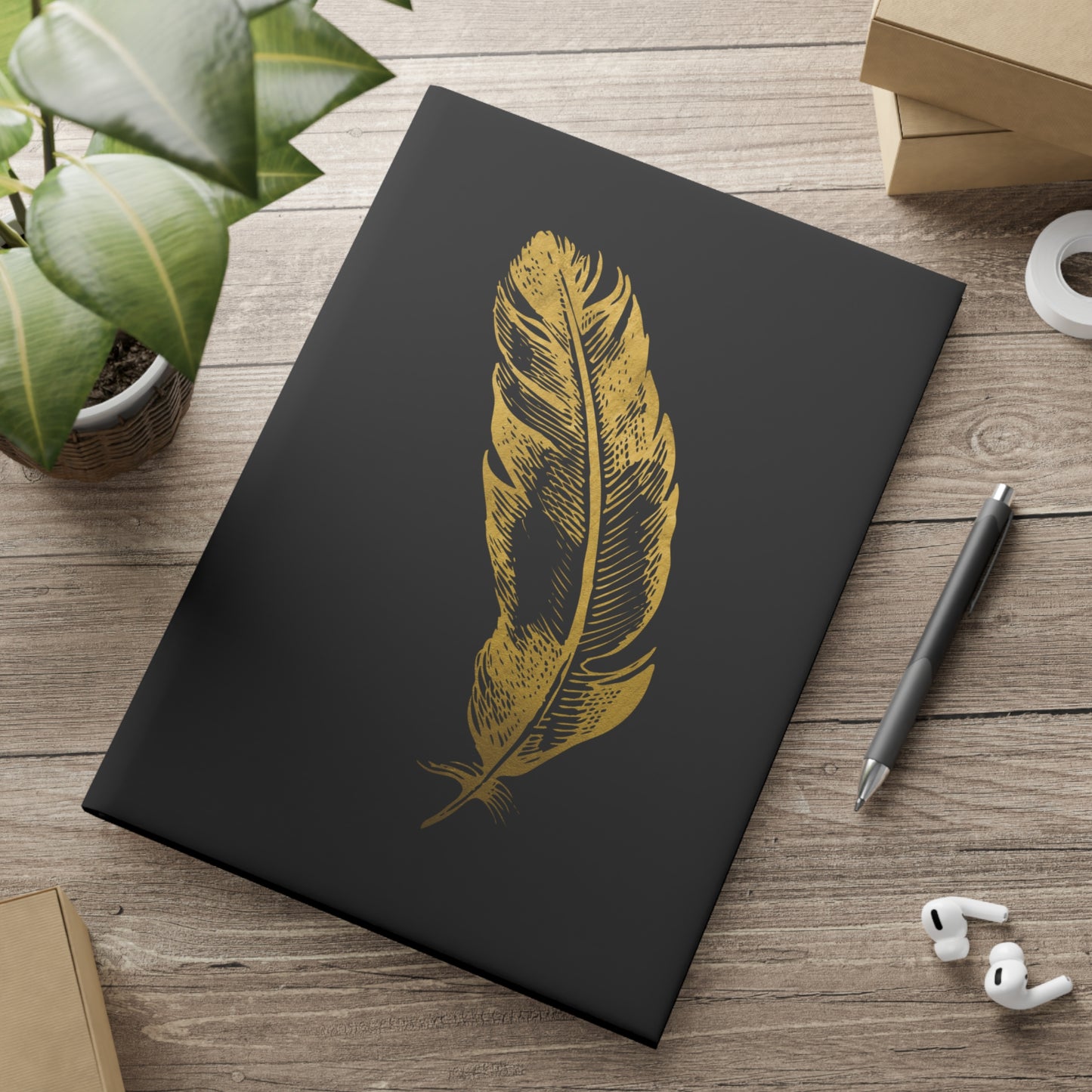 Gold Feather Hardcover Journal